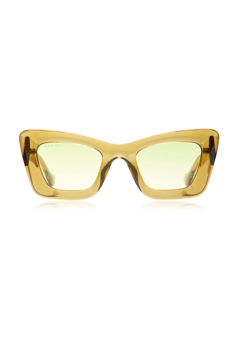 Gucci - Oversized Cat-Eye Bio-Nylon Sunglasses - Green - OS - Moda Operandi