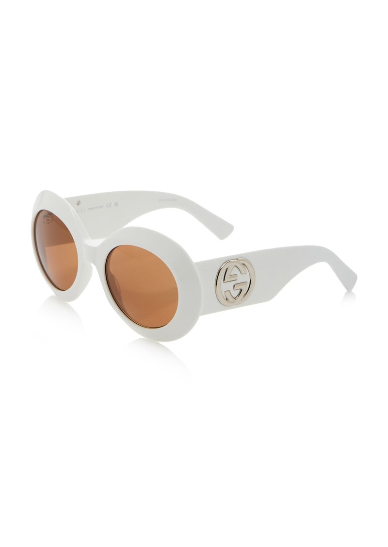 Gucci - Oversized Round-Frame Acetate Sunglasses  - White - OS - Moda Operandi