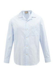 Gucci - Patch-pocket Cotton-poplin Shirt - Mens - Light Blue
