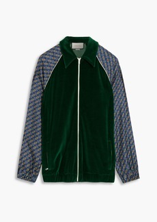 Gucci - Printed satin-twill and cotton-blend velour track jacket - Green - S