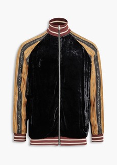 Gucci - Printed satin-twill and velour track jacket - Black - IT 44