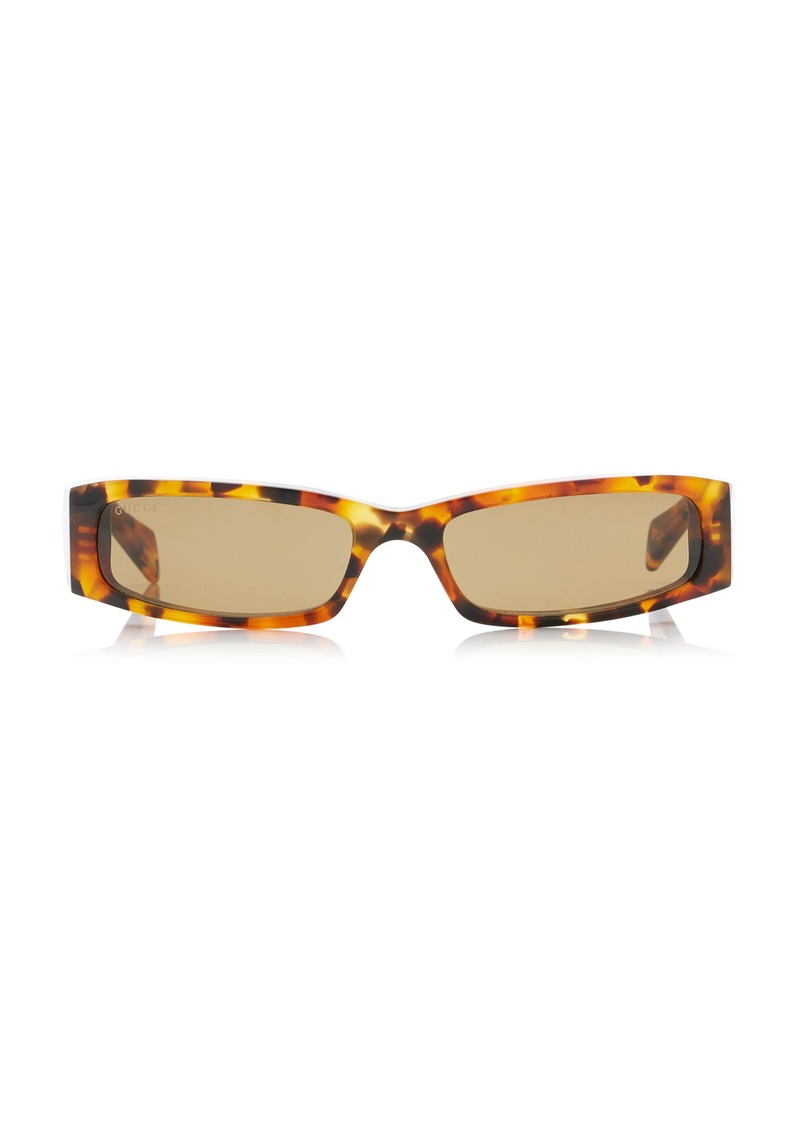 Gucci - Rectangular-Frame Acetate Sunglasses - Brown - OS - Moda Operandi