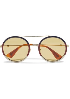 Gucci - Round-frame coated gold-tone sunglasses - Brown - OneSize