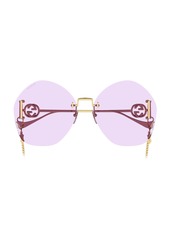 Gucci - Round-Frame Metal Sunglasses - Pink - OS - Moda Operandi