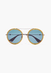 Gucci - Round-frame silver-tone and glittered acetate sunglasses - Metallic - OneSize