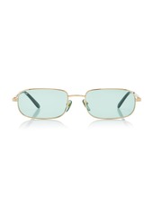 Gucci - Slim Square-Frame Metal Sunglasses - Brown - OS - Moda Operandi