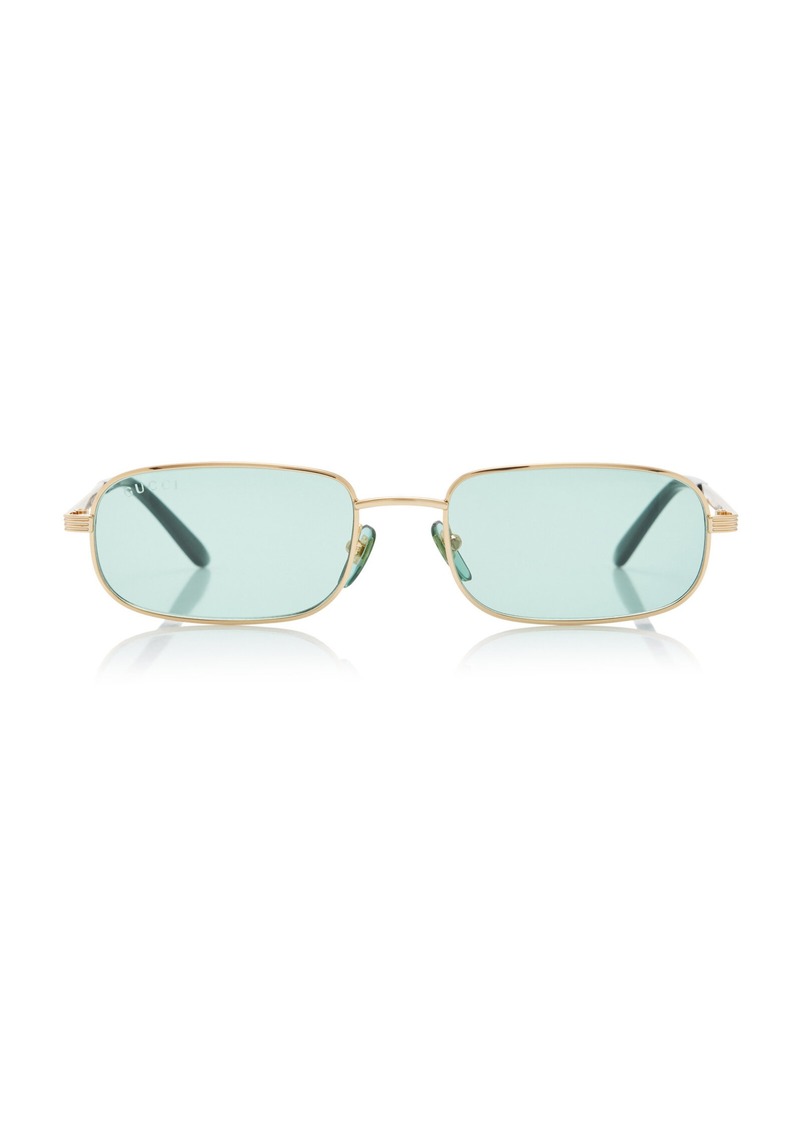 Gucci - Slim Square-Frame Metal Sunglasses - Green - OS - Moda Operandi