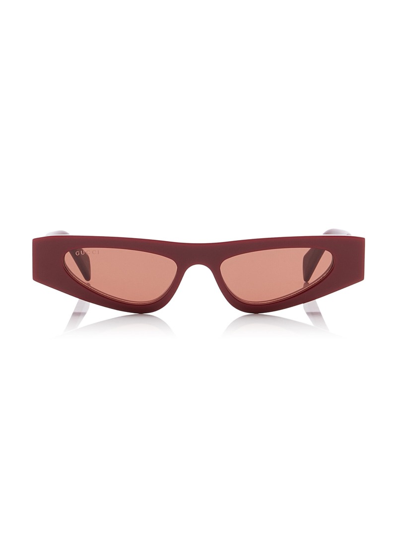 Gucci - Square-Frame Acetate Sunglasses - Burgundy - OS - Moda Operandi