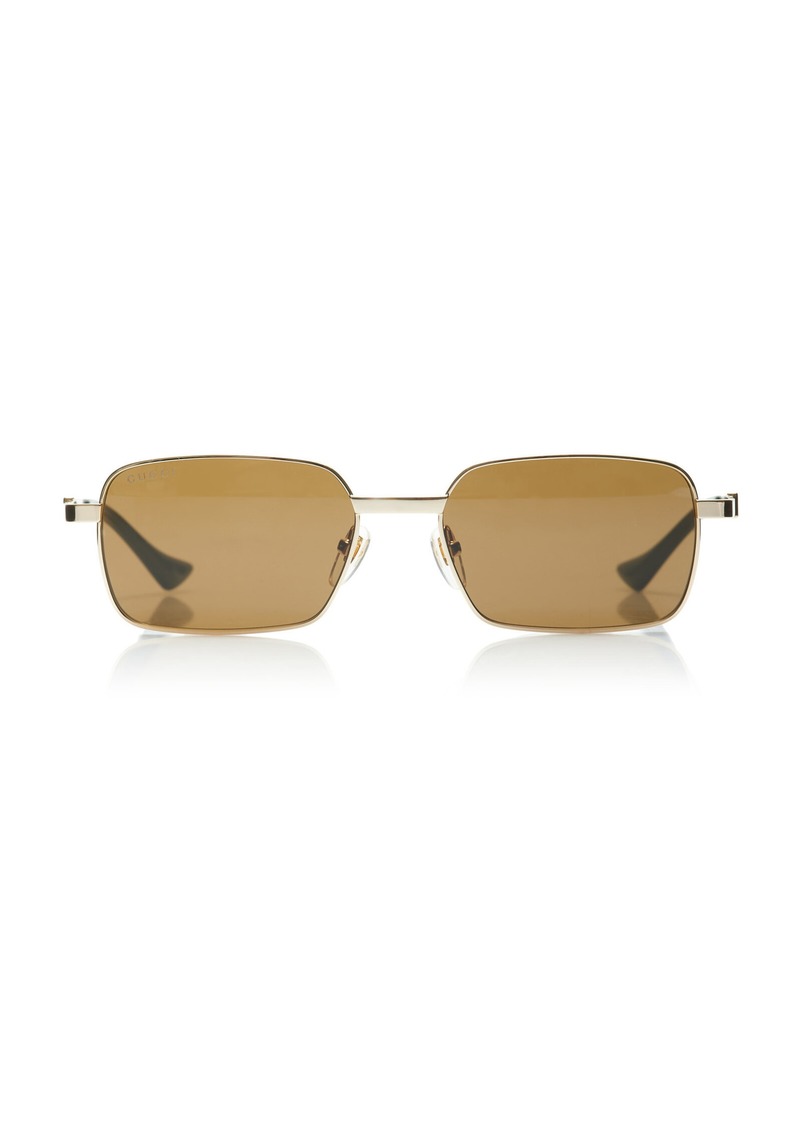Gucci - Square-Frame Metal; Bio-Nylon Sunglasses - Brown - OS - Moda Operandi