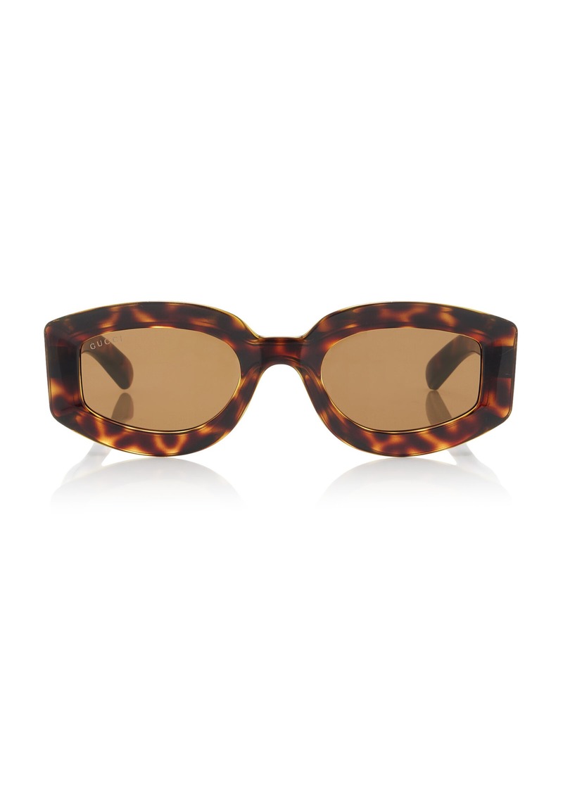 Gucci - Sunset Boulevard Geometric-Frame Acetate Sunglasses - Brown - OS - Moda Operandi