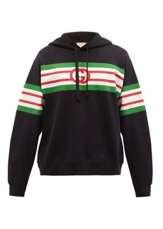 Gucci - Web-stripe Cotton-jersey Hooded Sweatshirt - Mens - Black
