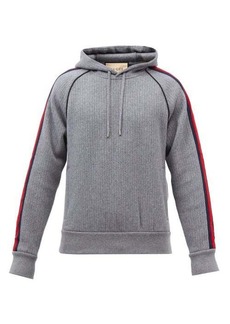 Gucci - Web Stripe Wool-blend Hooded Sweatshirt - Mens - Grey
