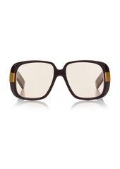 Gucci - Women's Rectangular Acetate Sunglasses - Black - OS - Moda Operandi