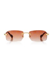 Gucci - Women's Rectangular-Frame Metal Sunglasses - Burgundy - OS - Moda Operandi