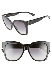 Gucci 54mm Square Sunglasses in Shiny Solid Black/grey Grad at Nordstrom