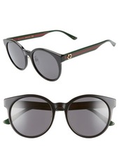 Gucci 55mm Round Sunglasses in Black/Multi/Solid Grey at Nordstrom