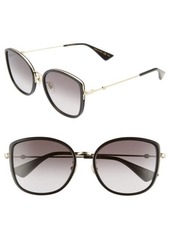 Gucci 56mm Gradient Cat Eye Sunglasses in Black/Grey Gradient at Nordstrom