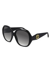Gucci 56mm Gradient Round Sunglasses in Black/Grey Gradient at Nordstrom