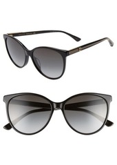Gucci 57mm Cat Eye Sunglasses in Black/Crystal/Grey Gradient at Nordstrom