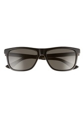 Gucci 57mm Polarized Rectangular Sunglasses in Black/Grey at Nordstrom