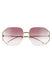 Gucci 60mm Gradient Rimless Square Sunglasses