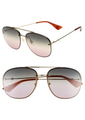 Gucci 62mm Oversize Aviator Sunglasses in Gold/Green/Yellow/Nude at Nordstrom