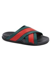 Gucci Agrado Web Stripe Slide Sandal in Green/Red/Green at Nordstrom