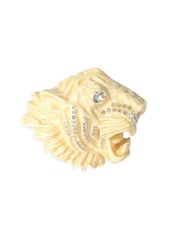 Gucci Alessandro Michele Cream Resin Crystal Tigers Head Brooch, 2 3/4 Wide