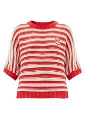 Gucci Anchor-appliqué striped cotton-blend sweater