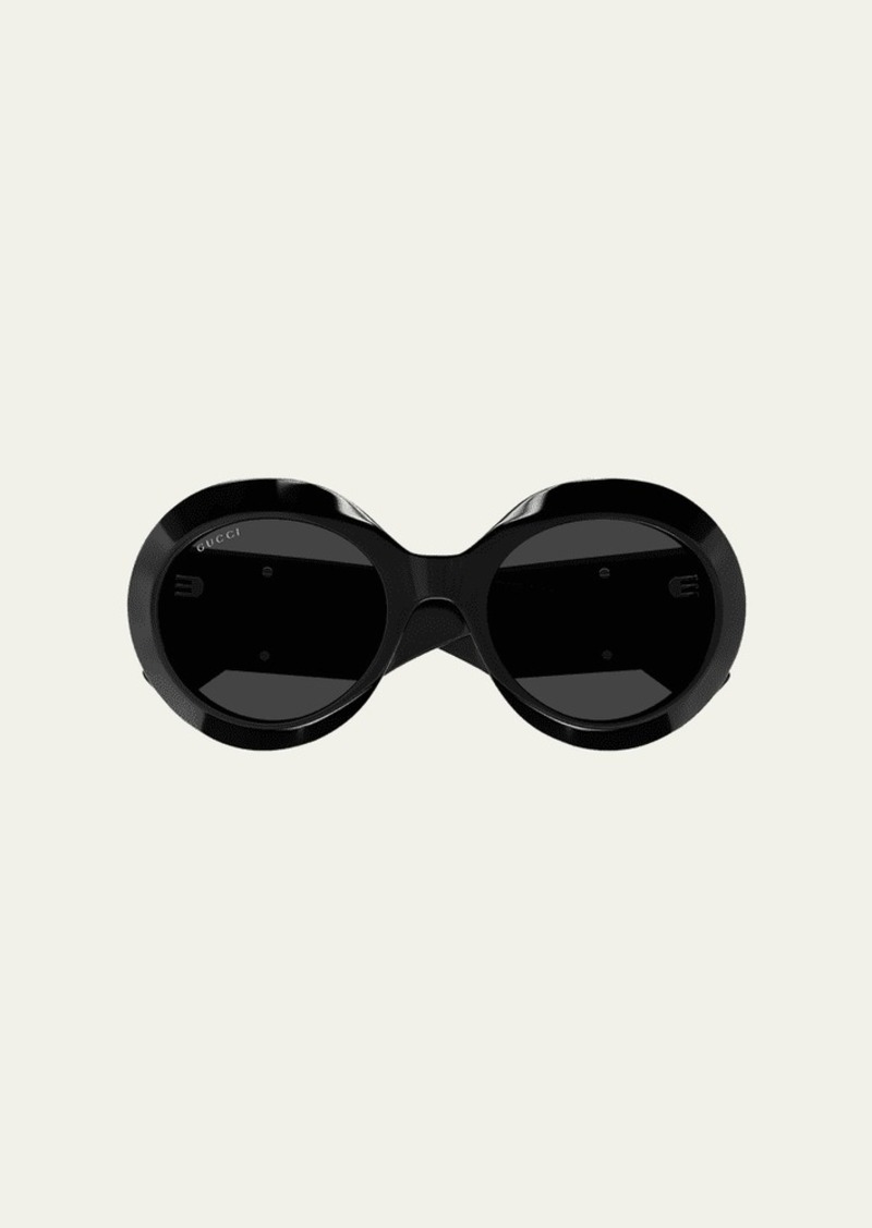 Gucci Beveled Acetate Round Sunglasses