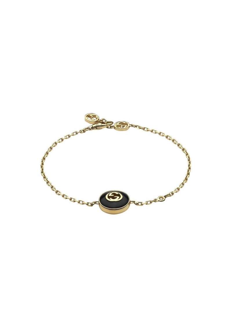 Gucci Black Onyx Diamond Pendant Bracelet