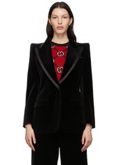 Gucci Black Single-Breasted Velvet Blazer