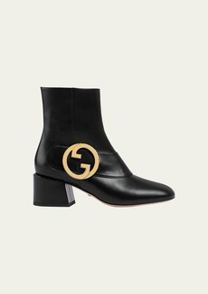 Gucci Blondie Leather Medallion Ankle Boots