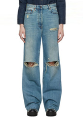 Gucci Blue Eco-Washed Organic Denim Ripped Jeans