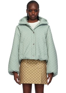 Gucci Blue Hooded Bomber Jacket