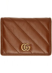 Gucci Brown Diagonal GG Marmont 2.0 Card Case