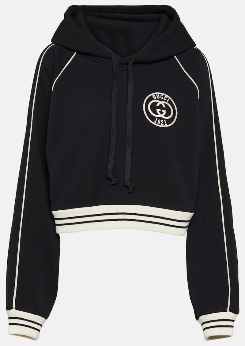 Gucci Cropped cotton jersey hoodie