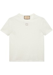 GUCCI Crystal-embellished logo cotton t-shirt