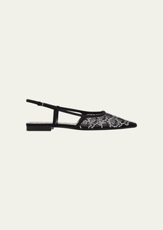 Gucci Demi Crystal GG Slingback Ballerina Flats