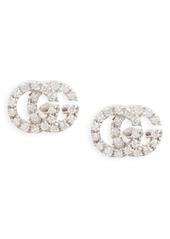 Gucci Double-G Diamond Stud Earrings in White Gold at Nordstrom