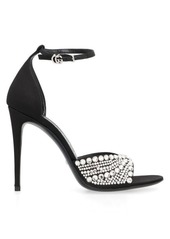 GUCCI EMBELLISHED SATIN SANDALS