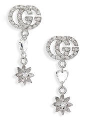 Gucci Flower & Double-G Diamond Drop Earrings in White Gold at Nordstrom