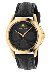 Gucci G-Timeless Leather Strap Watch