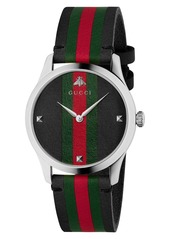 Gucci G-Timeless Leather Strap Watch