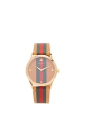 Gucci G-Timeless Web-striped leather watch