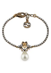 Gucci GG Bee Imitation Pearl Bracelet in Gold at Nordstrom