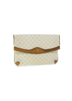 Gucci Gg Canvas Clutch Bag Pvc Leather White 156.02.075 Auth 50774