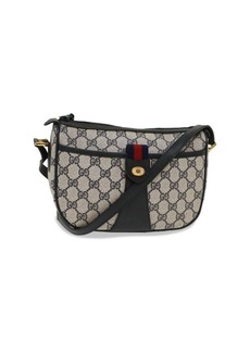 Gucci Gg Canvas Sherry Line Shoulder Bag Gray Red Navy 89.02.032 Auth Yk8166