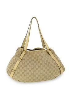 Gucci Gg Canvas Tote Bag Leather Beige 130736 002122 Auth 50997