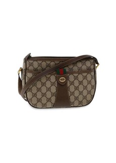 Gucci Gg Canvas Web Sherry Line Shoulder Bag Pvc Leather Beige Red Auth Ep1332